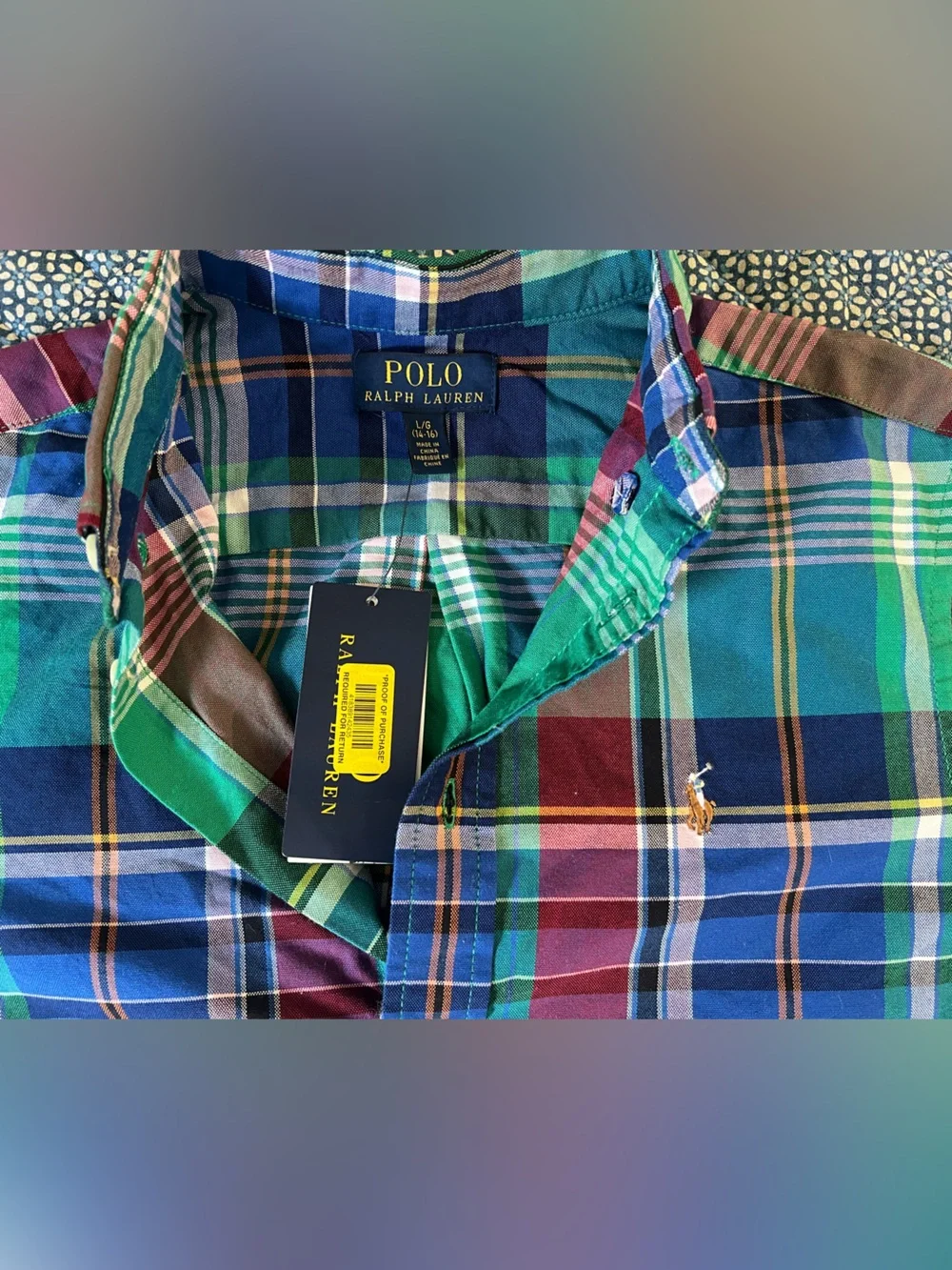 Polo Ralph Lauren Plaid Button-Down Shirt Youth Large(14-16) NWT